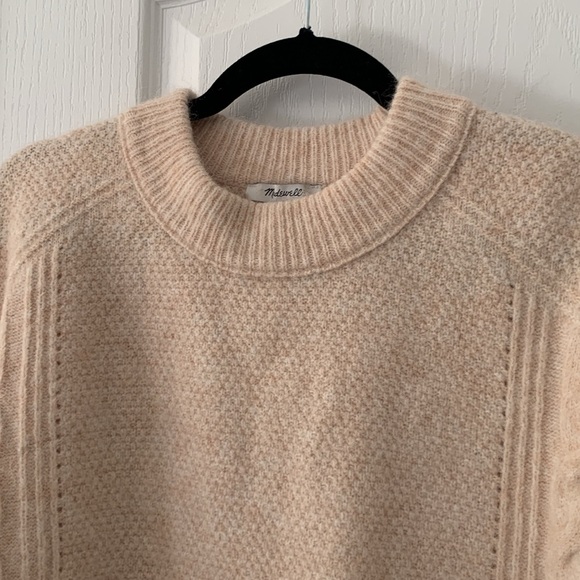 Madewell Plus Cable Havener Pullover Sweater light pink size M Alpaca wool - Picture 10 of 13